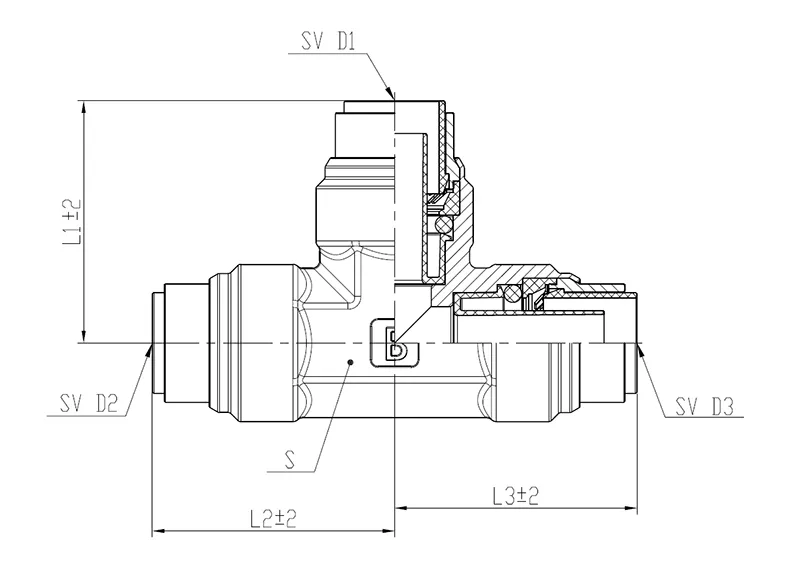 T-Verschraubung aus geschmiedetem Aluminium